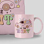 كومبو وسادة وكوب وردي جميل مطبوع مسبقاً