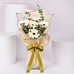 Peaceful White Gerberas Beautifully Tied Bouquet Standard