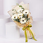 Peaceful White Gerberas Beautifully Tied Bouquet Standard
