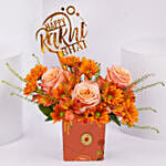 Peach And Orange Floral Love For Bhai