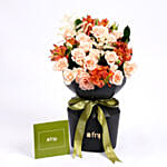 Peach Roses and Lisianthus Flowers