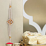 Pearl Kundan Designer Rakhi And Soan Papdi