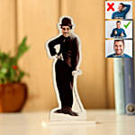 شخصية كاريكتور شارلي شابلن مع صورة قابلة للتعديل