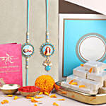 Personalised Floral Bhaiya Bhabhi Rakhi Set N Kaju katli