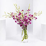 Pink Orchids in Gold Vase