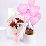 Pink Balloons With Flowers and cake