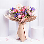 Pink Garden Tulip and Iris Flowers Bouquet