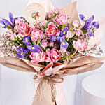 Pink Garden Tulip and Iris Flowers Bouquet
