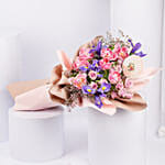 Pink Garden Tulip and Iris Flowers Bouquet