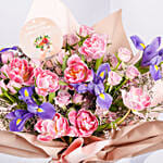 Pink Garden Tulip and Iris Flowers Bouquet