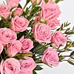 Pink Spray Roses in Small Basket