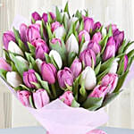 Pink White Tulips Bunch Premium