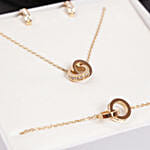 Police Unity Gold Plated Crystals Interlockrings Jewel Gift Set