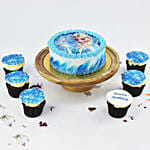 Princess Elsa Birthday Chocolate  Cake with Cupcakes