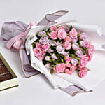 Purple and Pink Spray Roses Bunch With Chocolates