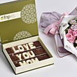 Purple and Pink Spray Roses Bunch With Chocolates