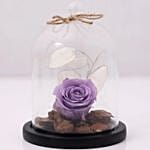 Purple Forever Roses In Glass Dome