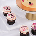 Purple & Pink Petals Chocolate Cake with Cupcakes