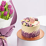 Purple Tulip Bouquet With Macaron Chocolate Delight