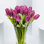 Purple Tulips in Gold Vase