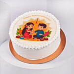 Rakhi Flowers And Chocolate Cake For Bhai