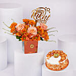 Rakhi Flowers And Vanilla Cake For Bhai