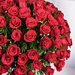 Ravishing 100 Red Roses In Glass Vase
