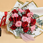 Red and Pink Roses Beauty Bouquet With Chocolates