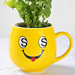 Red Petunia in Smiley Cup