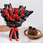 Red Roses & Fudge Cake