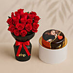 Red Velvet Whispers Of Roses With Photo Cake