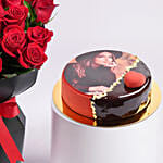 Red Velvet Whispers Of Roses With Photo Cake