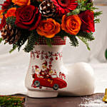 Santa Shoe Flower Arrangement