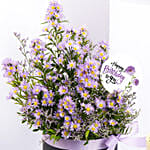 September Birthday Wishes Aster Flower With Cake