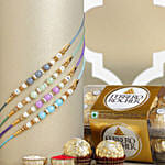 Set Of 5 Beads Rakhi With 16 Pcs Ferrero Rocher