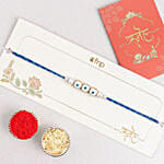 Simplistic Blue Evil Eye Rakhi N Rasgulla