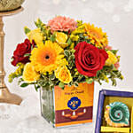 Sparks of Joy Diwali Flower Arrangement With Diyas