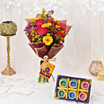 Sparks of Joy Diwali Flower Bouquet and Diyas