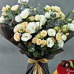 Spray Rose and Lisianthus Bouquet With Cake