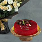 Spray Rose and Lisianthus Bouquet With Cake