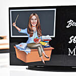 هدايا المعلمة - تصميم صورة شخصية كاريكتير مع الاسم