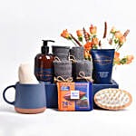 هدية رجالية بوكس العناية الشخصية مع شوكولاته بتصميم أنيق