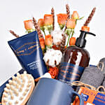 هدية رجالية بوكس العناية الشخصية مع شوكولاته بتصميم أنيق