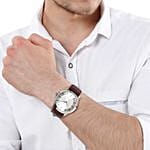 Titan Classic Silver Dial Leather Strap Watch For Him