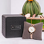 Titan Raga Showstopper Quartz Analog White Dial Metal Strap Watch For Women