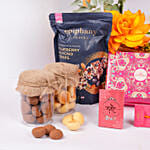 Traditional Mauli Rakhi Hamper In Rustic Round Basket