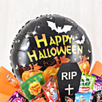 باقة حلويات وكاندي مع شوكولاته وبالون في بوكس هلوين