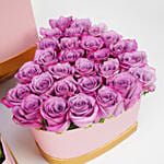 3 باقة ورد جوري ب 3 ألوان في بوكس شكل قلب