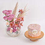Tulips and Rose with Birthday Cake