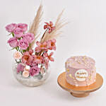 Tulips and Roses with Birthday Cake